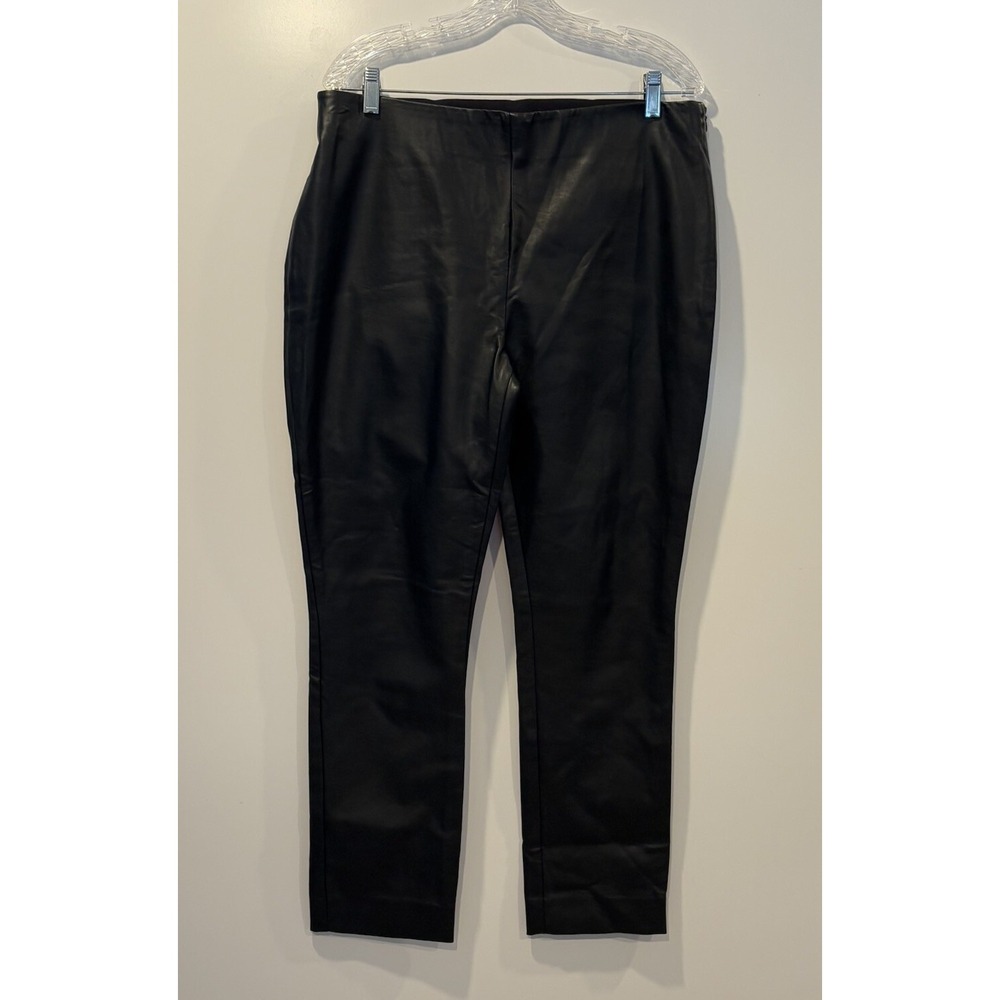 Lauren Ralph Lauren Black Faux Leather Side Zip Straight Leg Pants Size 14